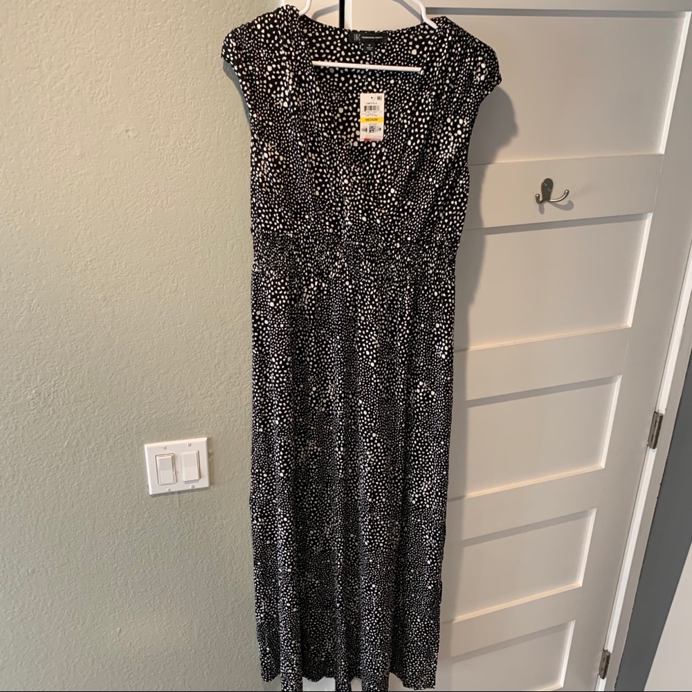 INC Long polkadot and black and white dress 👗 NWT